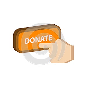 Pressing donate button, donation symbol.