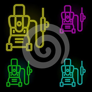 Pressure carwash neon color set icon. Simple thin line, outline  of car wash icons for ui and ux, website or mobile