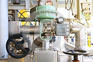 Pressure control valve in oil and gas process and controlled by Program Logic Control,