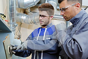 pressure gas maintenance worker at work