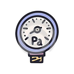 pressure gauge color vector doodle simple icon