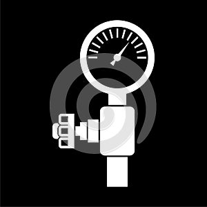 Pressure gauge icon, Manometer icon, Pressure meter on dark background