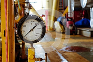 Pressure gauge  in industrial plant, Oil and gas pressure gauge in factory for industry concept