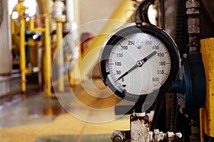 Pressure gauge  in industrial plant, Oil and gas pressure gauge in factory for industry concept