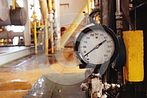 Pressure gauge  in industrial plant, Oil and gas pressure gauge in factory for industry concept