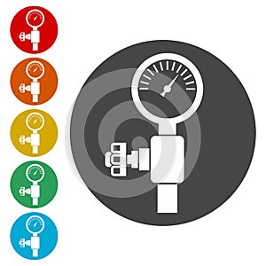 Pressure gauge, Manometer icon, Pressure meter icon