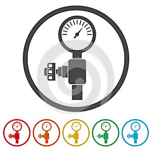 Pressure gauge, Manometer icon, Pressure meter icon, 6 Colors Included