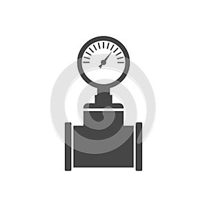 Pressure gauge, Manometer icon, Pressure meter icon, simple black style