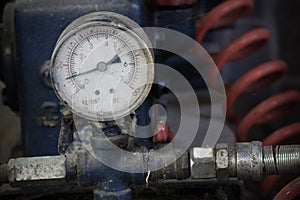 Pressure gauge, measuring instrument close up