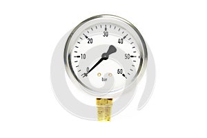 Pressure gauge using measure the pressure in production process. Worker or Operator monitoring oil and gas process by the gauge