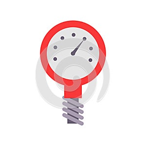 Pressure gauge vector icon measure illustration. Meter power fuel equipment and measurement scale isolated white. Industrial