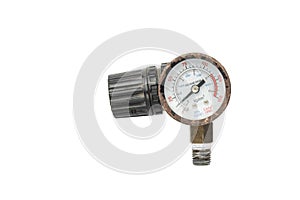 Pressure gauge with a zero reading isolated on white background. Clipping path