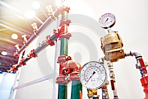 Pressure gauges extinguishing system in exhibition