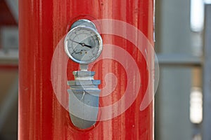 Pressure manometer on industry pipe