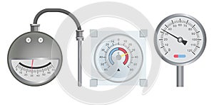 Pressure scale or thermometer, heating system dial isolated icon