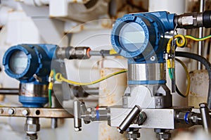Pressure transmitter in oil and gas process , send signal to controller and reading pressure in the system