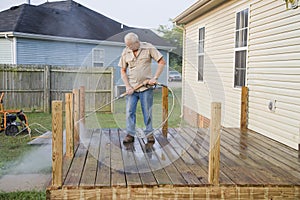 Pressure washing deck