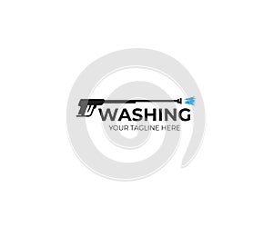 Pressure washing gun logo template. Cleaning vector design