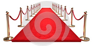 Prestigious Red Carpet Gala With Gold Stanches and Rope Barriers photo