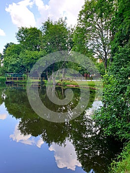 Prestine reflections on a lake photo