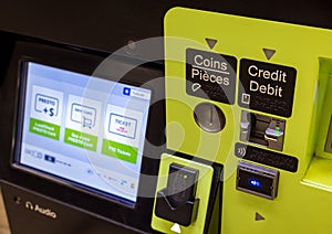 Presto card fare payment machine at the entrance of Toronto public transportation TTC subway station