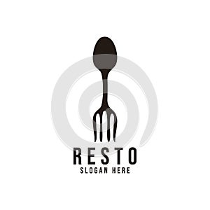  . cucchiaio un forchetta. un ristorante designazione dell'organizzazione o istituzione idee. ispirazione designazione dell'organizzazione o istituzione progetto. modello vettore illustrazioni. su uno sfondo nero 