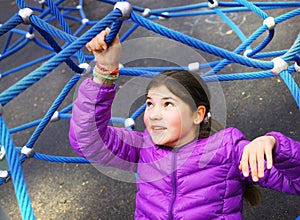 Preteen beautiful girl train in outdoor gym training ground