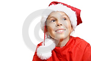 Preteen girl in Santa's hat