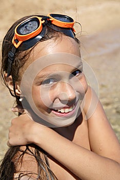 Preteen girl on sea beach