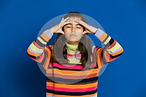 Preteen girl with striped jersey