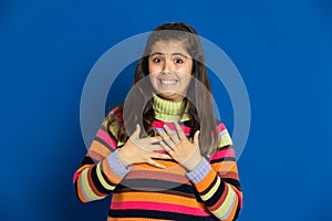 Preteen girl with striped jersey