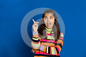 Preteen girl with striped jersey