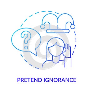 Pretend ignorance blue gradient concept icon