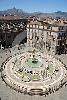 The Pretoria fountain in Palermo