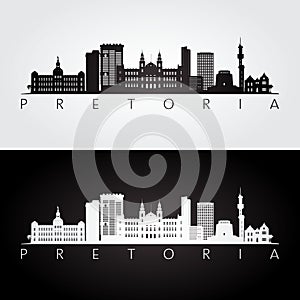 Pretoria skyline and landmarks silhouette photo