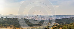 Pretoria skyline with road leading into city, South Africa