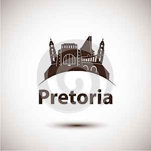 Pretoria South Africa city skyline silhouette.