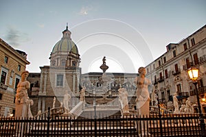Pretoria square with the marble fountain at Palermo