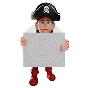 A Pretty 3D Pirate Cartoon Picture having a whiteboard