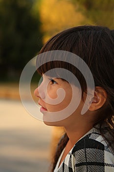 Pretty 6-year-old girl in brunette braids