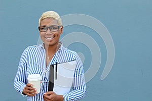 Pretty african american university student closeup