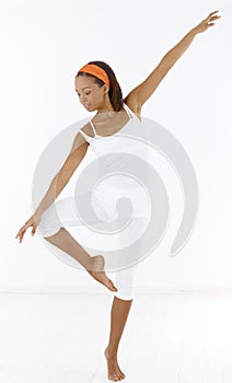 Pretty afro girl dancing ballet