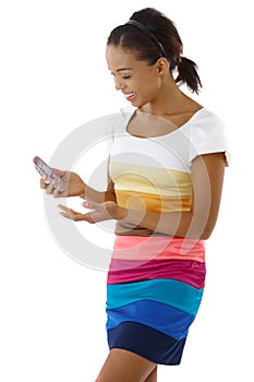 Pretty afro girl using mobile phone