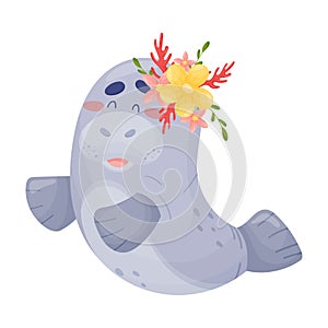 Pretty Animated Elephant Seal Baby Vector Illustration Cartoon Character