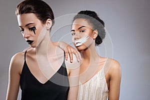 Pretty artistic models working on beauty campaign