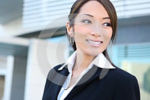 Pretty Asian Business Woman at Office Building