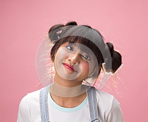 Pretty asian girl in funny face