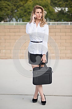 Pretty attractive blond caucasian business woman