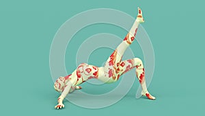 Pretty attractive elegant woman with watercolor paint texture, 3d render animation, young mannequin dancing model,