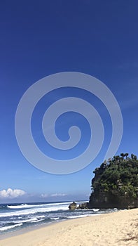 pretty beach and blue sky view